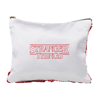 Stranger Things Logo, Τσαντάκι νεσεσέρ με πούλιες (Sequin) Κόκκινο