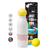 Tennis ball Metal mug thermos White, double wall, 550ml