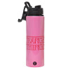 Metallic water bottle with safety lid, 850ml aluminum