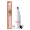 Easter Set, metallic stainless steel water bottle (750ml) & scented flat Easter candle (30cm) (PINK)