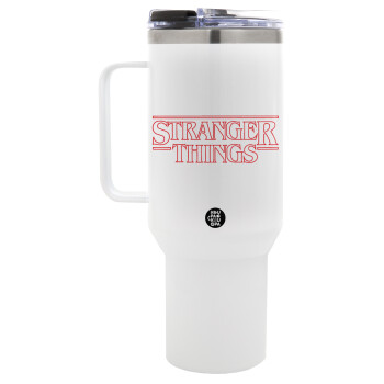 Stranger Things Logo, Mega Tumbler με καπάκι, διπλού τοιχώματος (θερμό) 1,2L