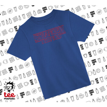 Stranger Things Logo, Παιδικό T-Shirt ΜΠΛΕ από 100% βαμβάκι, για κάθε μέρα. Vegan & OEKO-TEX πιστοποιημένο.