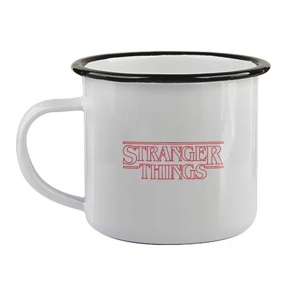 Stranger Things Logo — Enamel mug with black rim, 360ml
