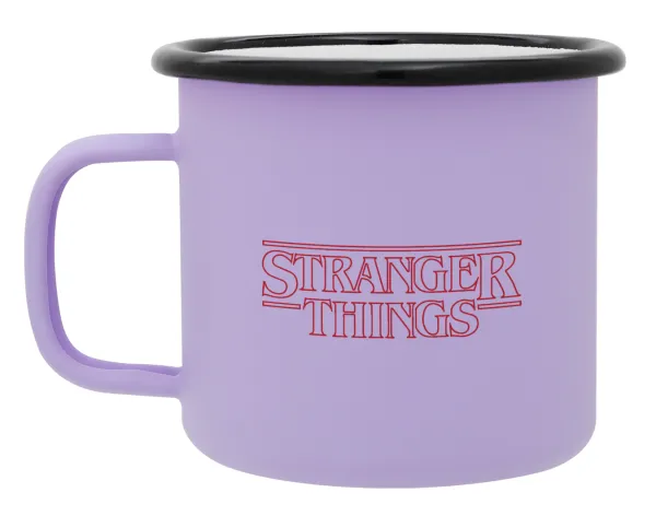 Stranger Things Logo — Metal enamel mug, matte light pastel purple, 360ml