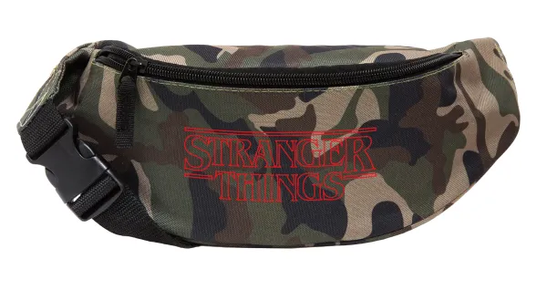 Stranger Things Logo — Unisex waist bag (banana) in Jungle camouflage color with 2 pockets