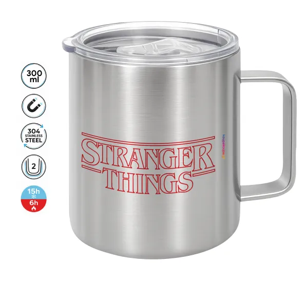 Stranger Things Logo — Double-walled stainless steel mug 300ml with temperature-retaining lid