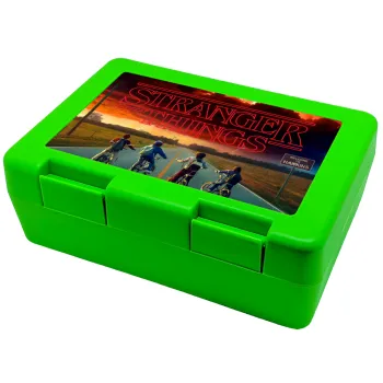 Stranger Things Logo, Παιδικό δοχείο κολατσιού ΠΡΑΣΙΝΟ 185x128x65mm (BPA free πλαστικό)