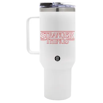 Stranger Things Logo, Mega Tumbler με καπάκι, διπλού τοιχώματος (θερμό) 1,2L