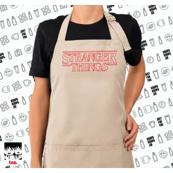 Stranger Things Logo, Ποδιά μακριά Σεφ ολόσωμη με τσέπες SAND (ΕΝΗΛΙΚΩΝ)