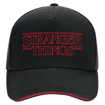 Stranger Things Logo, DRILL Adult Ultimate Hat BLACK/RED, (100% COTTON, ADULT, UNISEX, ONE SIZE)