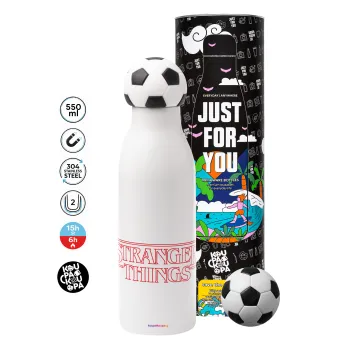 Stranger Things Logo, Soccer Metal mug thermos, double wall, 550ml