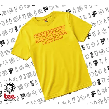 Stranger Things Logo, yellow childrens T-Shirt made of 100% cotton, for every day. Vegan & OEKO-TEX certified.