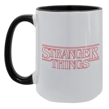 Stranger Things Logo, Κούπα Mega 15oz, κεραμική Μαύρη, 450ml