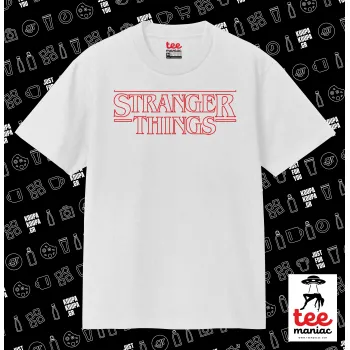 Stranger Things Logo, Κλασικό T-Shirt, διπλής ραφής, χωρίς πλευρικές ραφές ΛΕΥΚΟ από 100% βαμβάκι. Vegan & OEKO-TEX πιστοποιημένο.