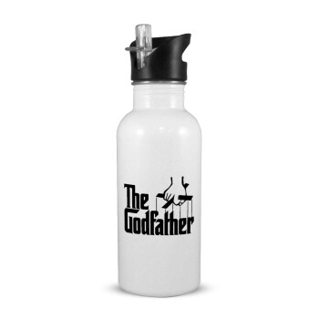 The Godfather, White water bottle with straw, stainless steel 600ml