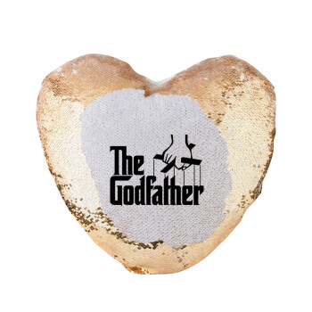The Godfather, Μαξιλάρι καναπέ καρδιά Μαγικό Χρυσό με πούλιες 40x40cm περιέχεται το  γέμισμα