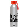Αλουμινένιο Αθλητικό Μπουκάλι 650ml – Ασημί με Κόκκινο Καπάκι και Λουράκι Σιλικόνης
