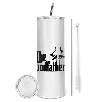 The Godfather, Tumbler ποτήρι θερμό από ανοξείδωτο ατσάλι 600ml, με μεταλλικό καλαμάκι & βούρτσα καθαρισμού