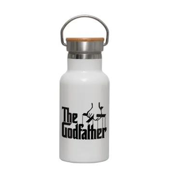 The Godfather, Metallic thermos (Stainless steel) White with wooden lid (bamboo), double-walled, 350ml