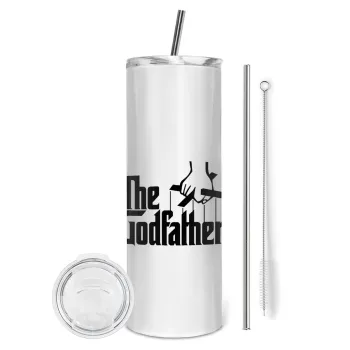 The Godfather, Tumbler ποτήρι θερμό από ανοξείδωτο ατσάλι 600ml, με μεταλλικό καλαμάκι & βούρτσα καθαρισμού