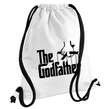 The Godfather, Backpack pouch GYMBAG white, with pocket (40x48cm) & thick cords