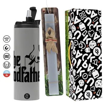 The Godfather, Πασχαλινή Λαμπάδα με Travel Tumbler θερμό (600ml, BPA free) & κερί αρωματικό πλακέ (30cm) (ΓΚΡΙ)