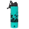 Metallic water bottle with safety lid, 850ml aluminum