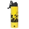 Metallic water bottle with safety lid, 850ml aluminum
