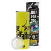 Neon Yellow Travel Tumbler θερμό, μεταλλικό καλαμάκι(Ανωξείδωτο 304 Food grade, BPA free, 600ml)