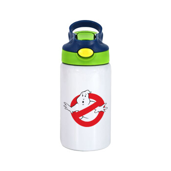 The Ghostbusters, Children's hot water bottle, stainless steel, with safety straw, green, blue (350ml)