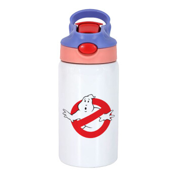 The Ghostbusters, Children's hot water bottle, stainless steel, with safety straw, pink/purple (350ml)