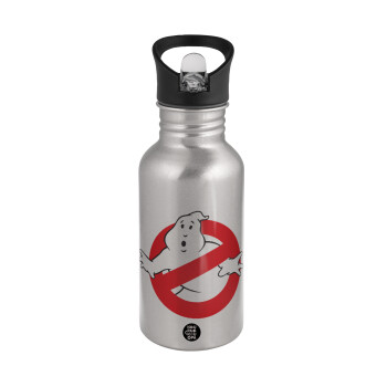 The Ghostbusters, Water bottle Silver with straw, stainless steel 500ml