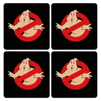 The Ghostbusters, ΣΕΤ x4 Σουβέρ ξύλινα τετράγωνα plywood (9cm)