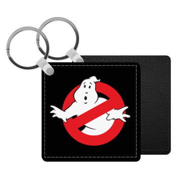 The Ghostbusters, Μπρελόκ Δερματίνη, τετράγωνο ΜΑΥΡΟ (5x5cm)