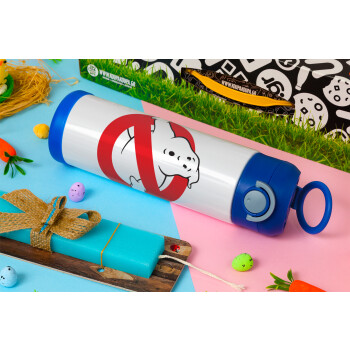 The Ghostbusters, Easter candle, Childrens hot water bottle, stainless steel, with safety straw, BLUE (500ml)