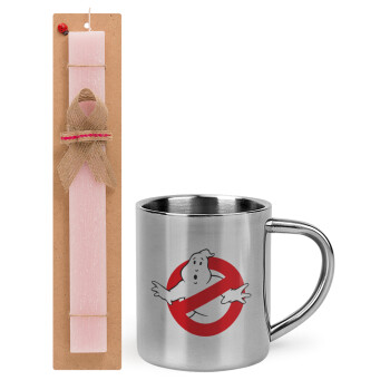 The Ghostbusters, Easter Set, metallic thermal cup (300ml) & aromatic flat Easter candle (30cm) (PINK)
