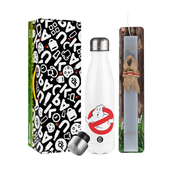 The Ghostbusters, Easter candle, metallic white thermos bottle (500ml) & aromatic flat candle (30cm) (GRAY)