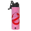 Metallic water bottle with safety lid, 850ml aluminum