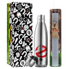 Easter Set, metallic stainless thermos flask (500ml) & scented flat Easter candle (30cm) (GRAY)