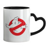 Mug heart black handle, ceramic, 330ml
