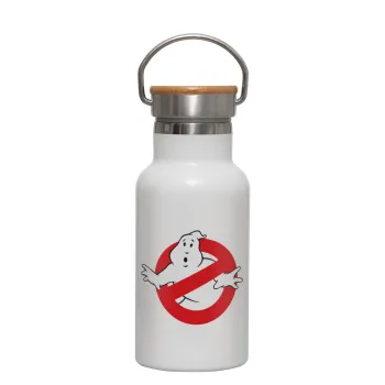 The Ghostbusters, Metallic thermos (Stainless steel) White with wooden lid (bamboo), double-walled, 350ml