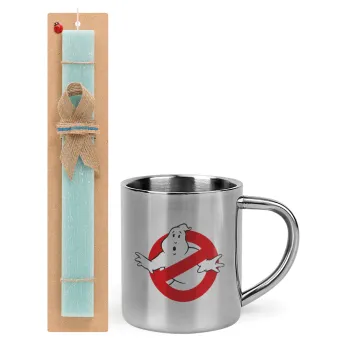 The Ghostbusters, Easter Set, metallic thermal cup (300ml) & aromatic flat Easter candle (30cm) (TURQUOISE)