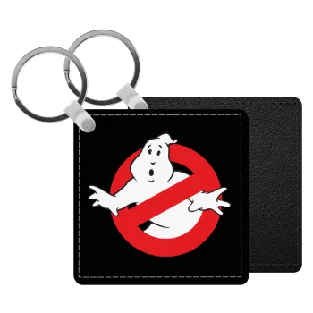 The Ghostbusters, Μπρελόκ Δερματίνη, τετράγωνο ΜΑΥΡΟ (5x5cm)