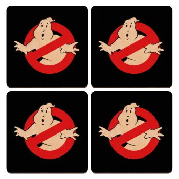 The Ghostbusters, ΣΕΤ x4 Σουβέρ ξύλινα τετράγωνα plywood (9cm)