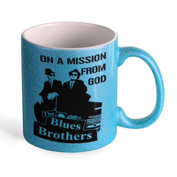 Blues brothers on a mission from God, Κούπα Σιέλ Glitter που γυαλίζει, κεραμική, 330ml