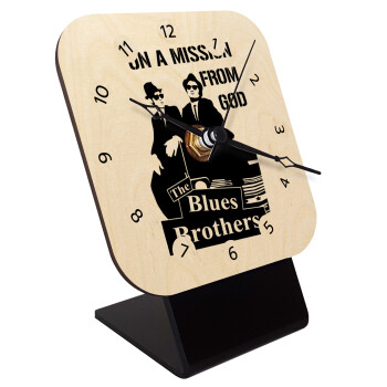 Blues brothers on a mission from God, Επιτραπέζιο ρολόι σε φυσικό ξύλο (10cm)