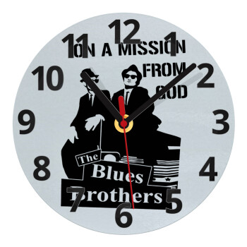 Blues brothers on a mission from God, Ρολόι τοίχου γυάλινο (20cm)