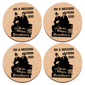 Blues brothers on a mission from God, ΣΕΤ x4 Σουβέρ ξύλινα στρογγυλά plywood (9cm)