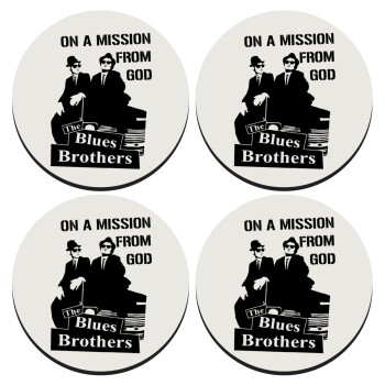 Blues brothers on a mission from God, SET of 4 round wooden coasters (9cm)