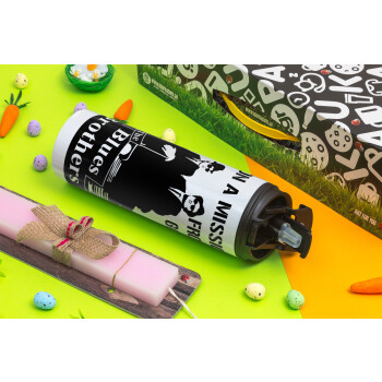 Blues brothers on a mission from God, Πασχαλινή Λαμπάδα με Travel Tumbler θερμό με διπλό καπάκι (600ml, BPA free) & κερί αρωματικό πλακέ (30cm) (ΡΟΖ)